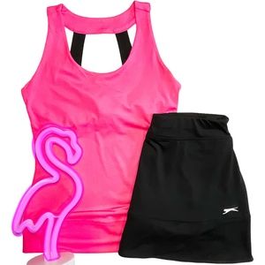 Slazenger | Tennis Tank | Shelf Bra | Hot Pink with Black | Small